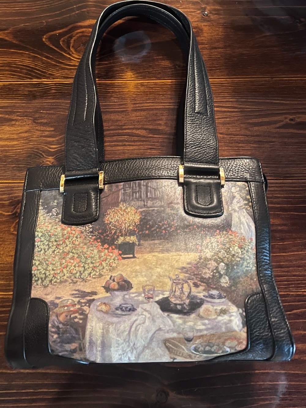 ICON Los Angeles Genuine Leather Shoulder Bag Claude Monet Art Rare Print